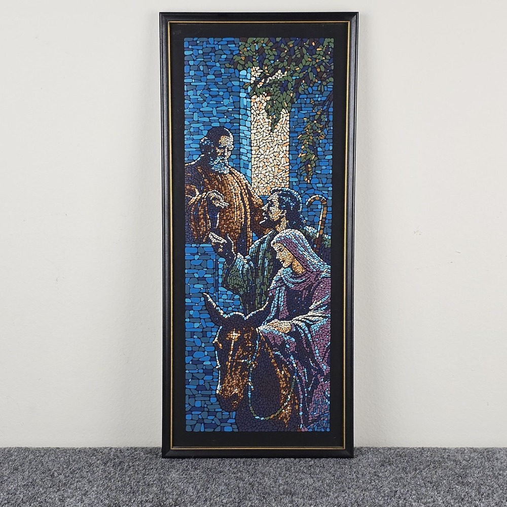 Vintage Rolan Johnson‎ Mosaic Print 1982 Framed 7×18.5 Christian Art Peoria IL